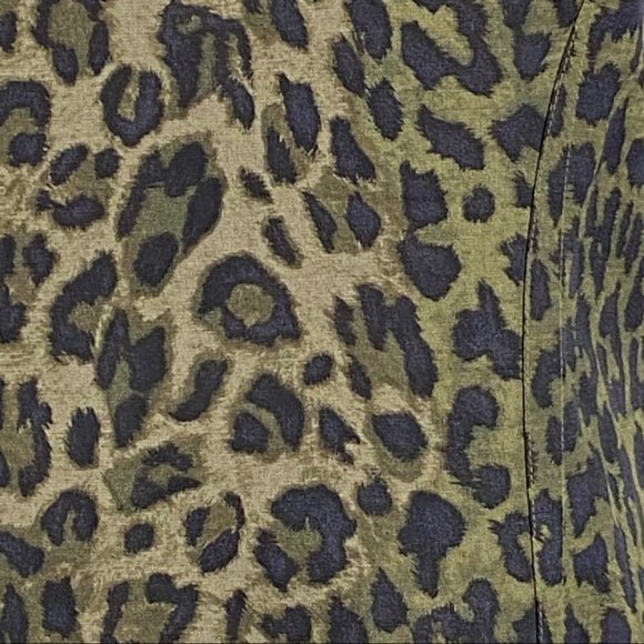 Ann Taylor Womens Sleeveless Sheath Dress Green Leopard Animal Print size 2 - Picture 5 of 11